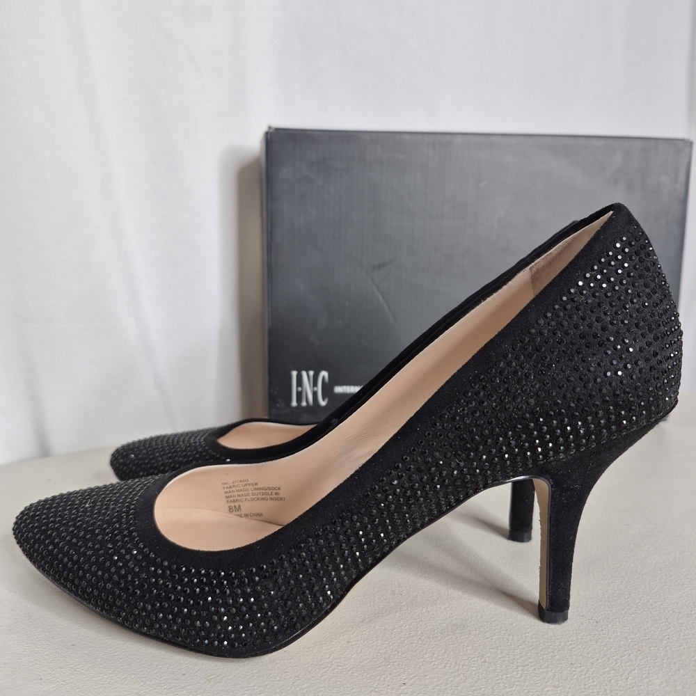 INC International Concepts Zitah3 Black Rhinestone Pumps - Size 8 - Picture 4 of 13